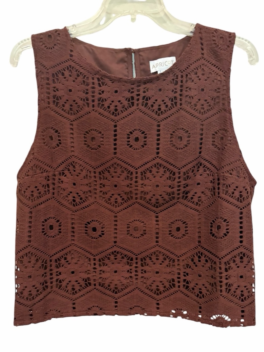 APRICOT Chocolate Brown Crochet Crop Top cotton blend size 10